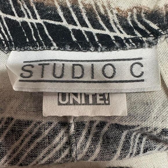 STUDIO C VTG 90s Linen Botanical Nature Print Faux Wrap Mini Skirt Womens 12 - Picture 5 of 6